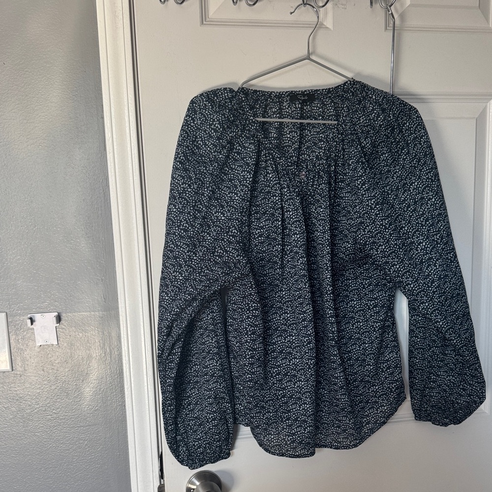 Rails Navy and White Patterned Blouse